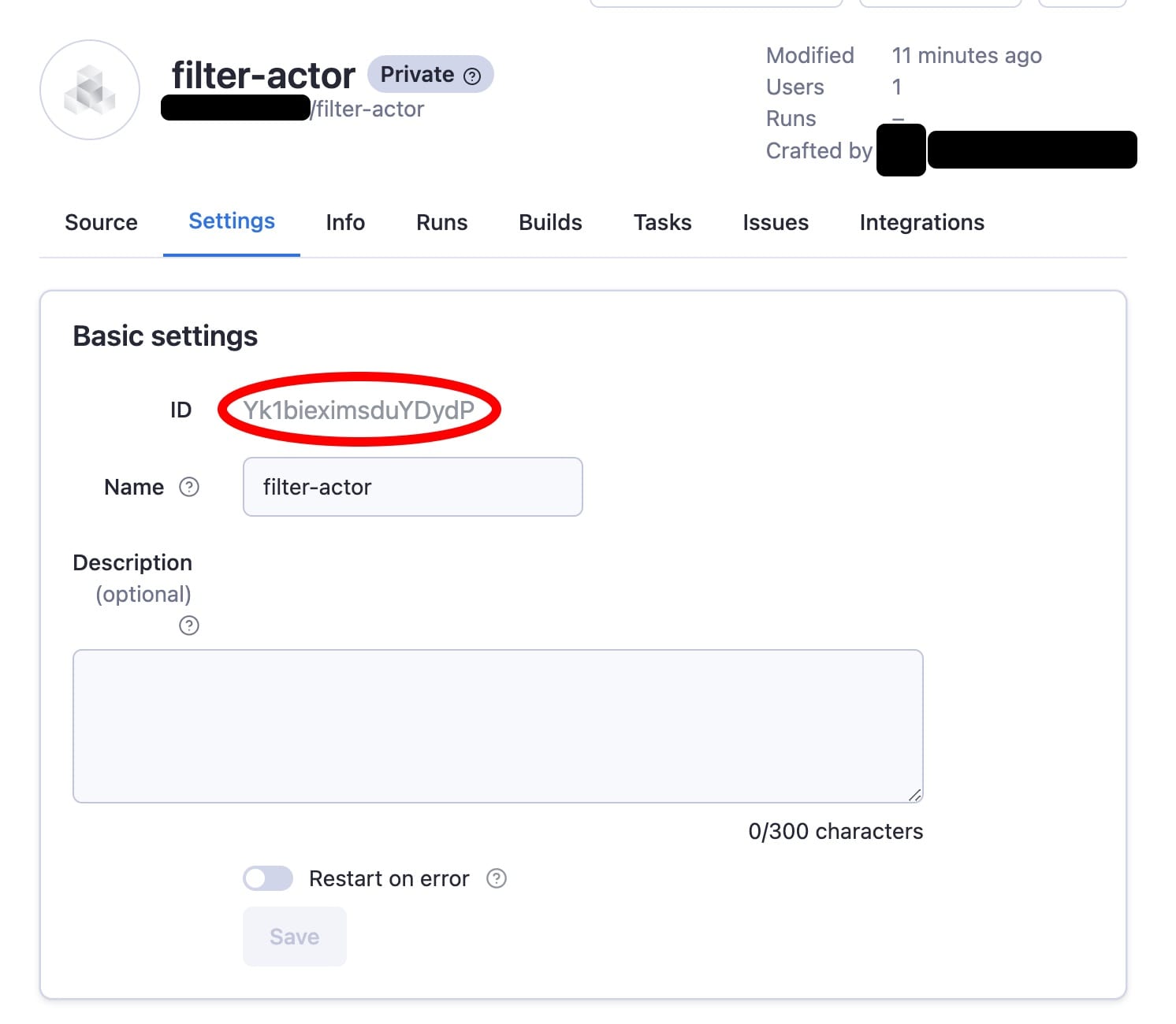 Actor ID in Actor settings