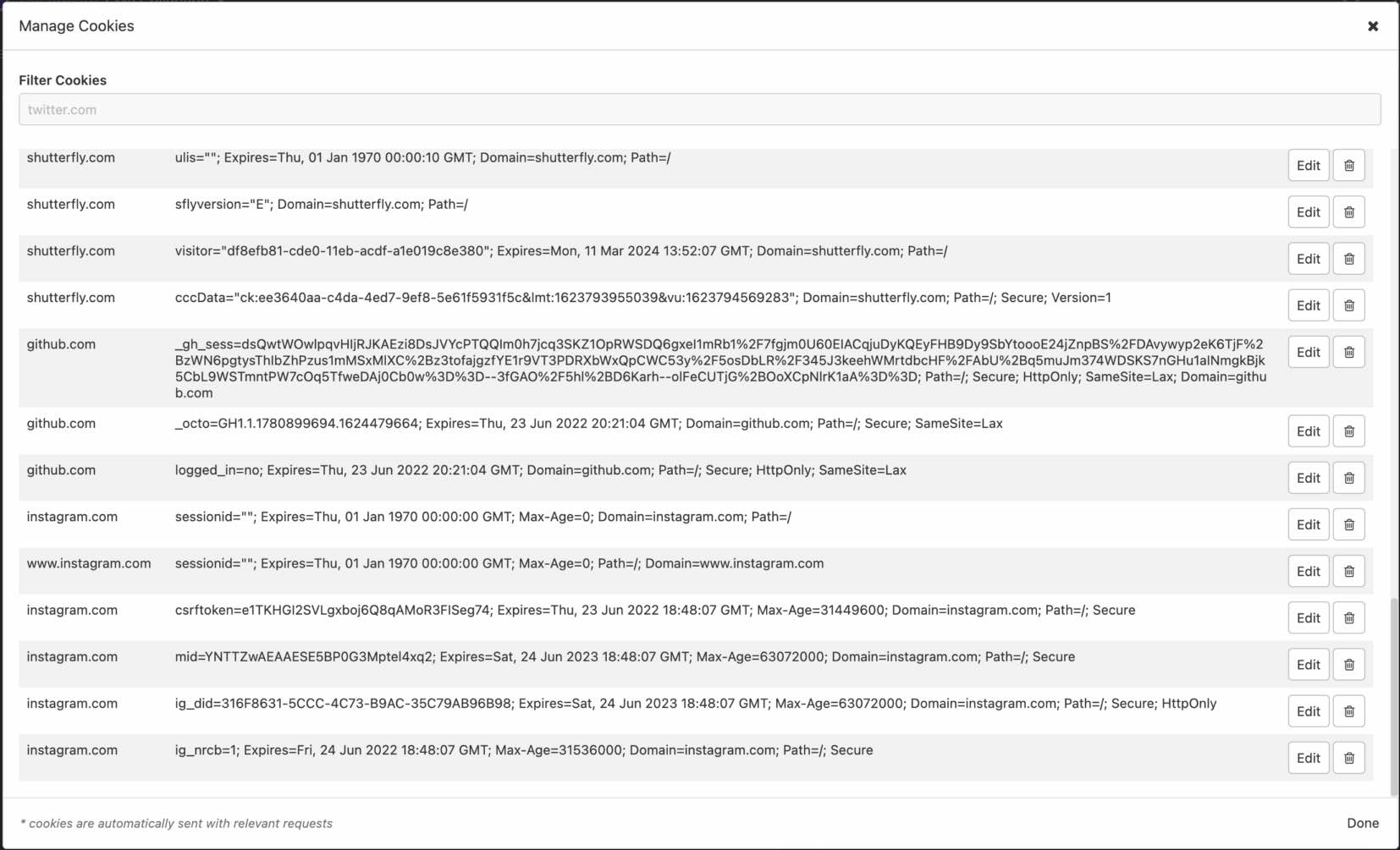 The &quot;Manage Cookies&quot; tab
