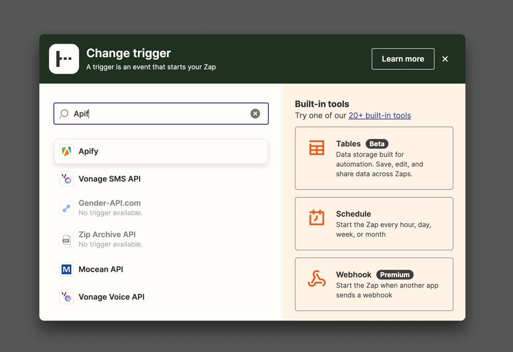 Apify Zapier Trigger 2
